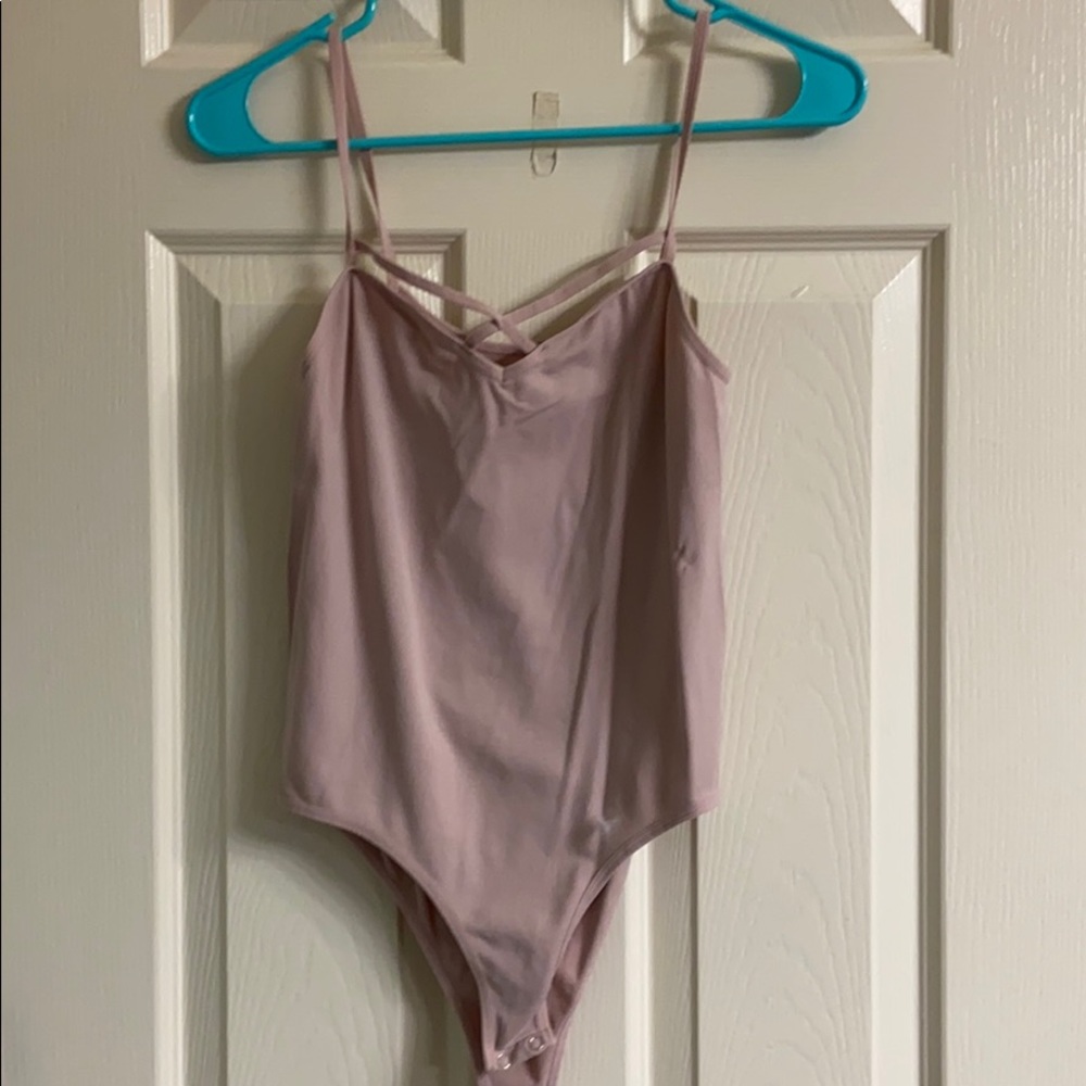 Pink nude bodysuit tank top